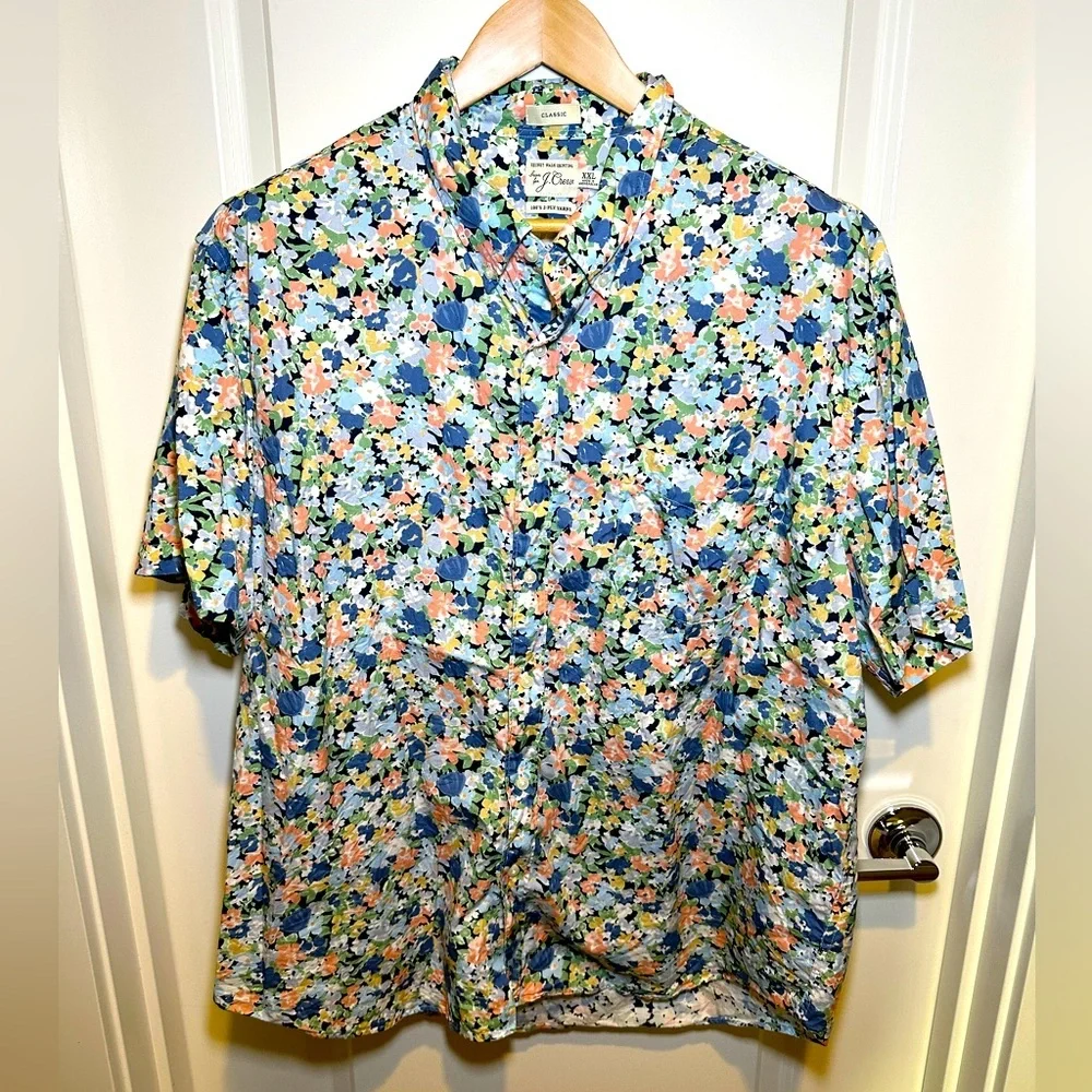 JCREW - Men’s Floral Short Sleeve Button Down, Size 2XL
